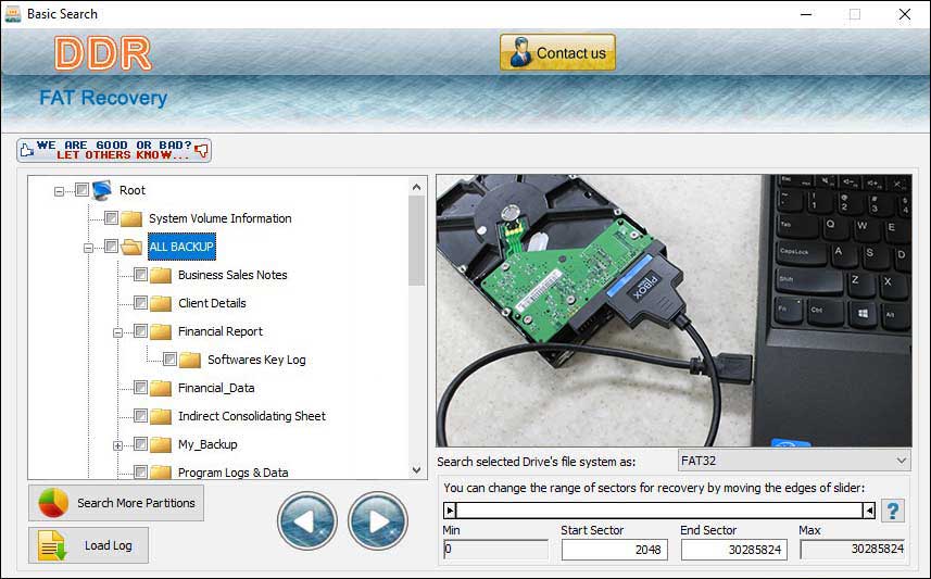 Screenshot of Data Recovery Program for FAT Partition