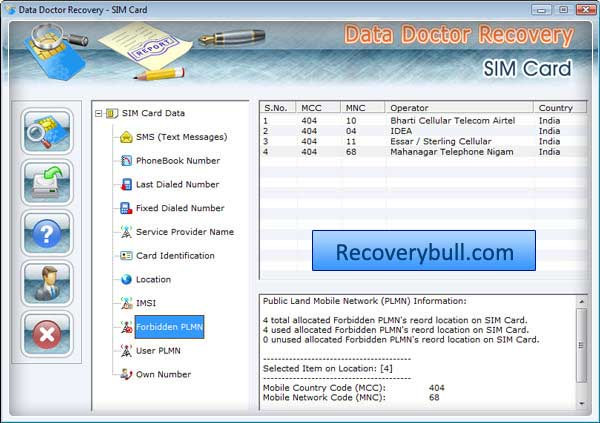 Screenshot of SIM Card Data Recovery Ex