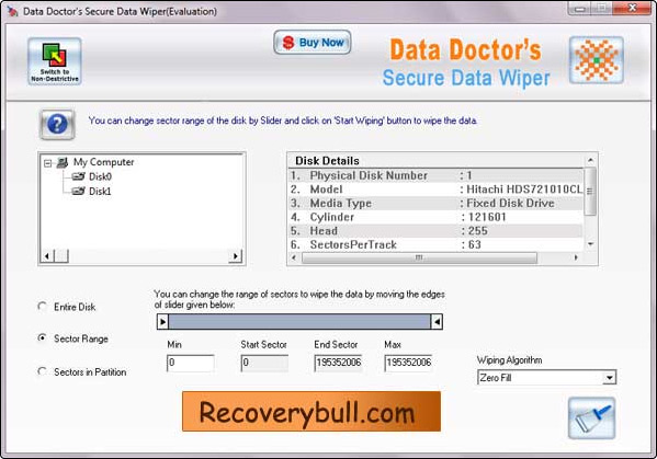 Screenshot of Hard Drive Wiping Software