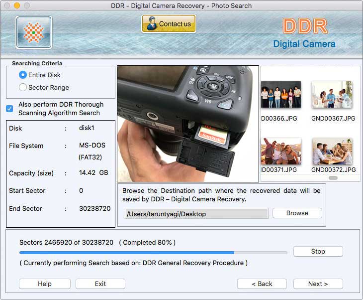Screenshot of Mac Digital Camera Recovery