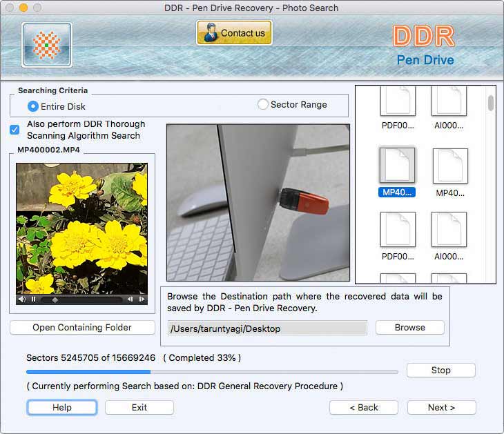Screenshot of Mac USB Digital Media Recovery