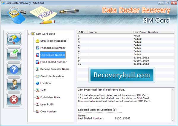 Screenshot of Sim Card Recovery