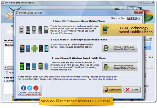 Cilck for Bulk SMS Software – Professional Screenshot