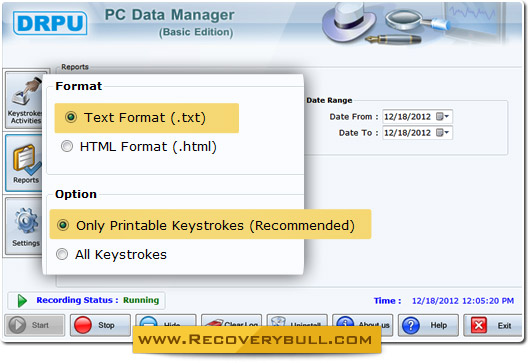 KeyLogger Software Screenshot