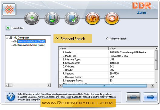 Zune Data Recovery Software Screenshot
