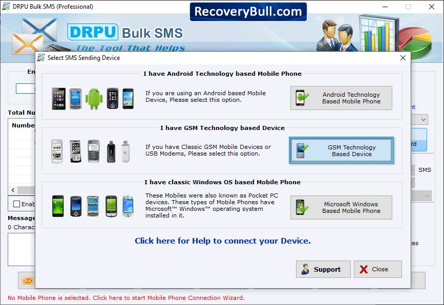   Bulk SMS Software for GSM Mobile Phones