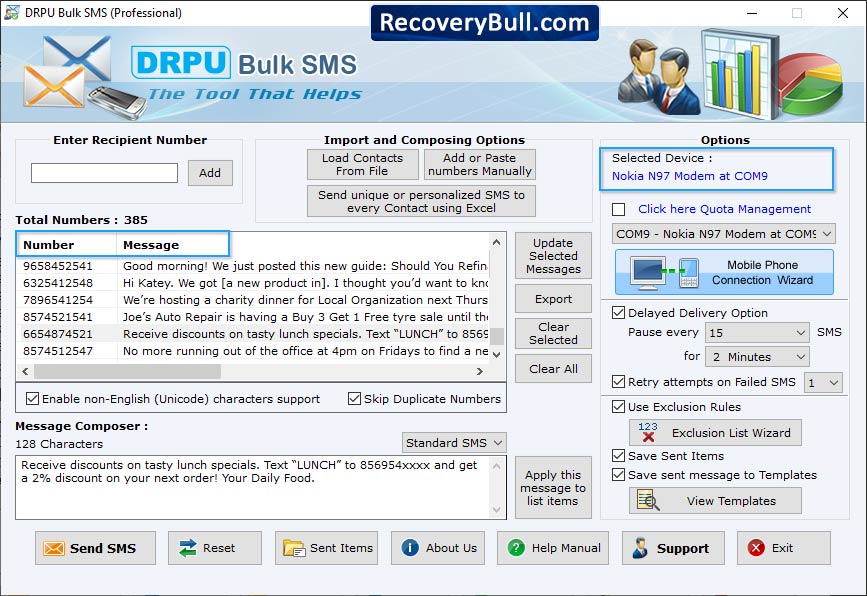 View sent items detailes messages Bulk SMS Software for Windows Phones