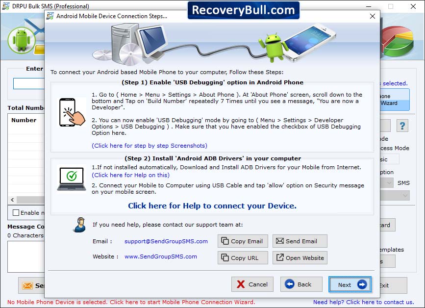 Connecteed device Bulk SMS Software – Professional