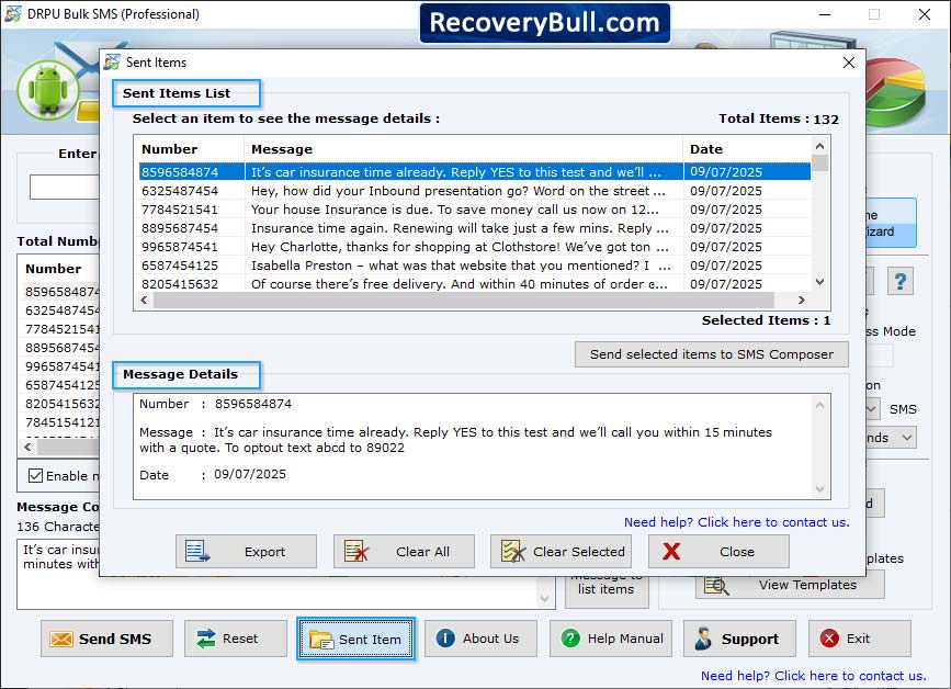 wizaed show progress Bulk SMS Software – Professional