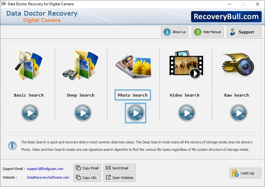 Select any recovery mode Digital Camera Data Recovery Software