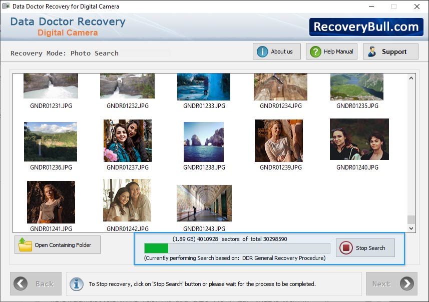 Currently performing searching Digital Camera Data Recovery Software