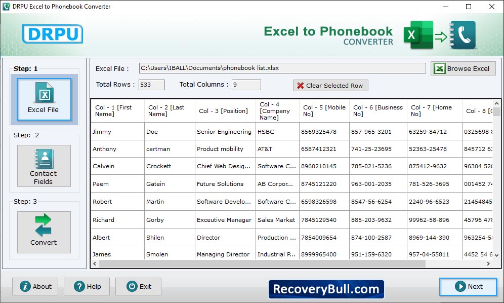 Excel to Phonebook Converter Software