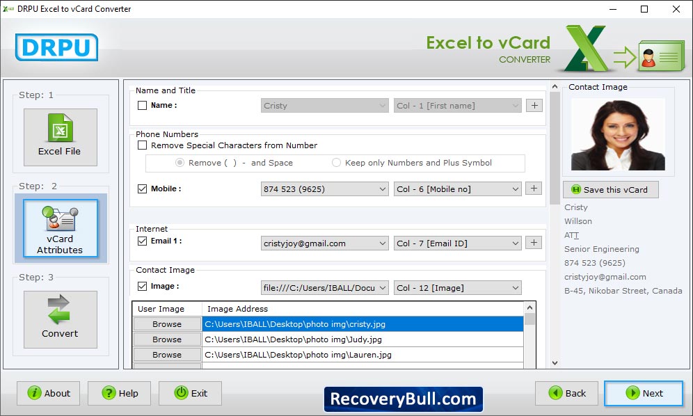   Excel to vCard Converter Software