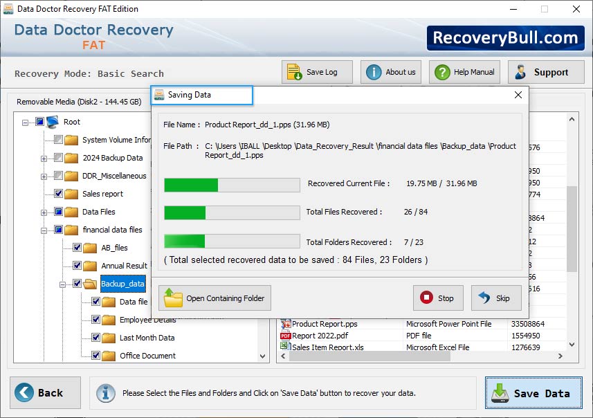 save the data files FAT Data Recovery Software