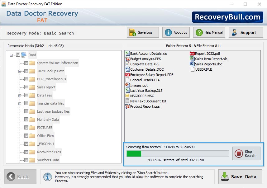 performing searching process FAT Data Recovery Software