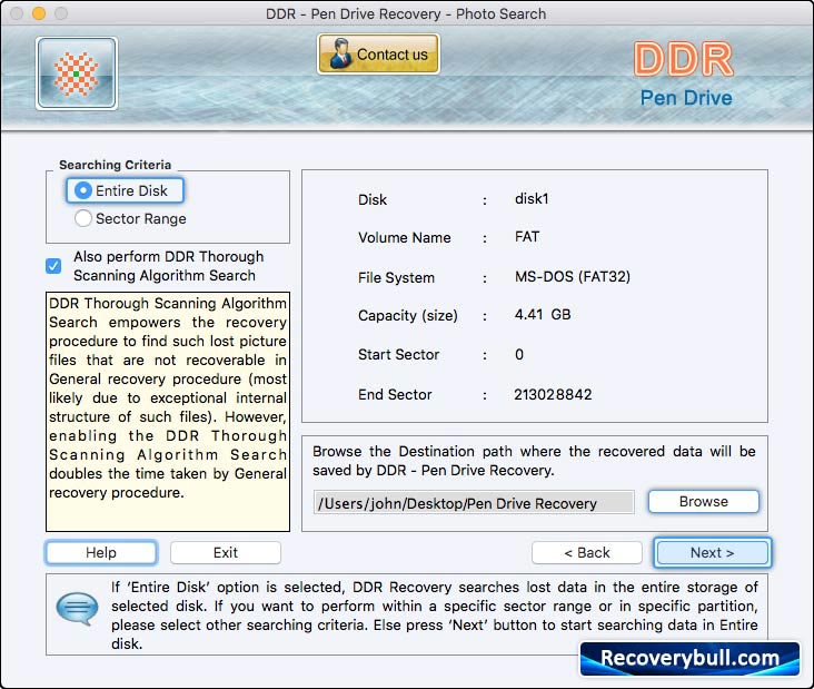 searching criteria Mac USB Drive Data Recovery