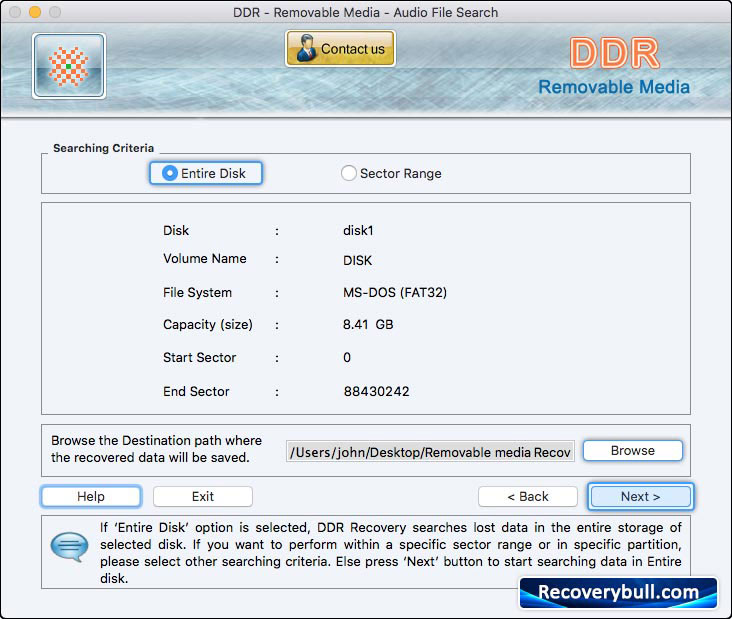 Entire Disk or Sector Range Mac USB Digital Media Data Recovery