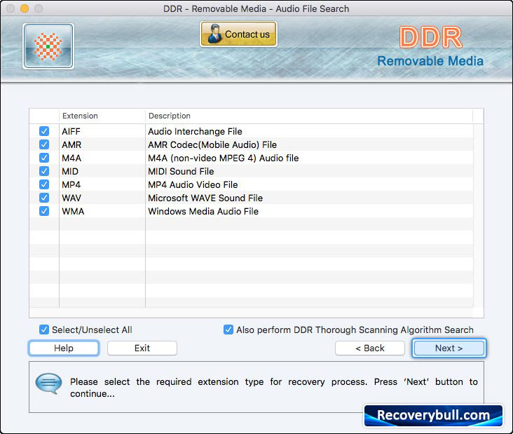 Extension type for recovery Mac USB Digital Media Data Recovery