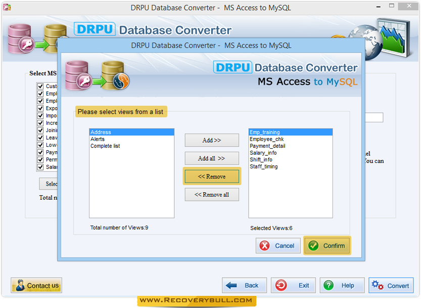 Select Views MS Access to MySQL Database Converter