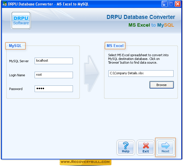 Select MS Excel MS Excel to MySQL Database Converter