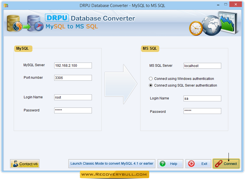 MySQL to MSSQL Database Converter Screenshots