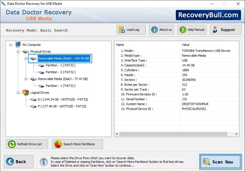 lost partitions files USB Digital Media Data Recovery Software