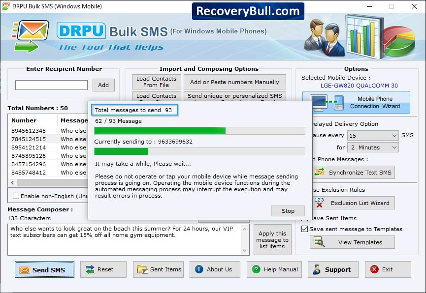 Bulk SMS Software for Windows Phones