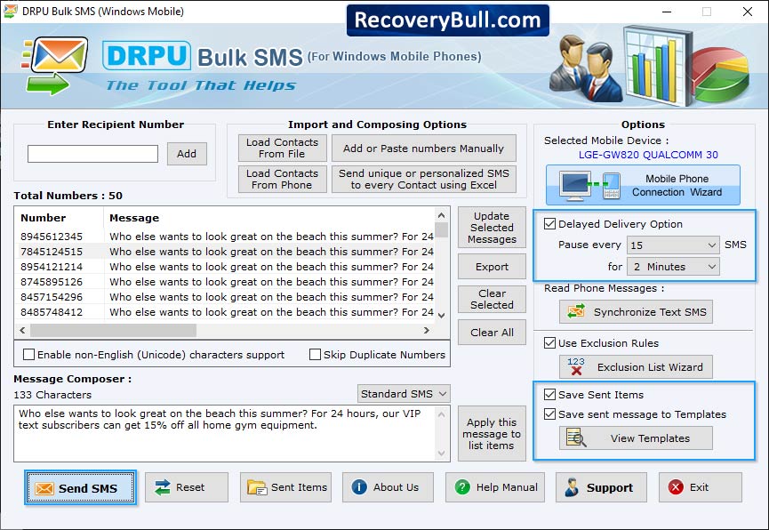 Select your mobile device type