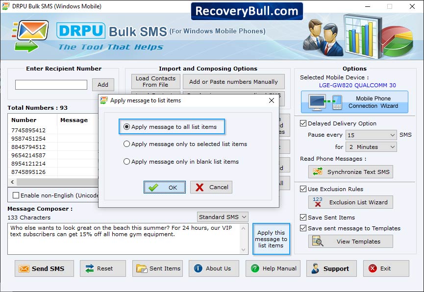 Bulk SMS Software for Windows Phones